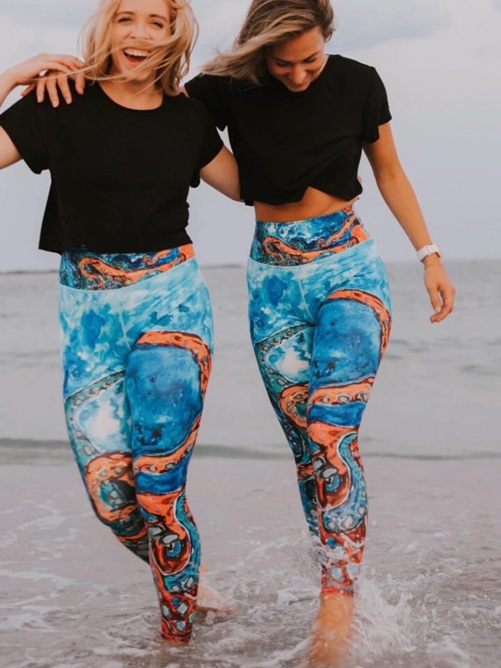 Tessa Lang Paintings Dos Ojos Cenote Octopus Yoga Leggings